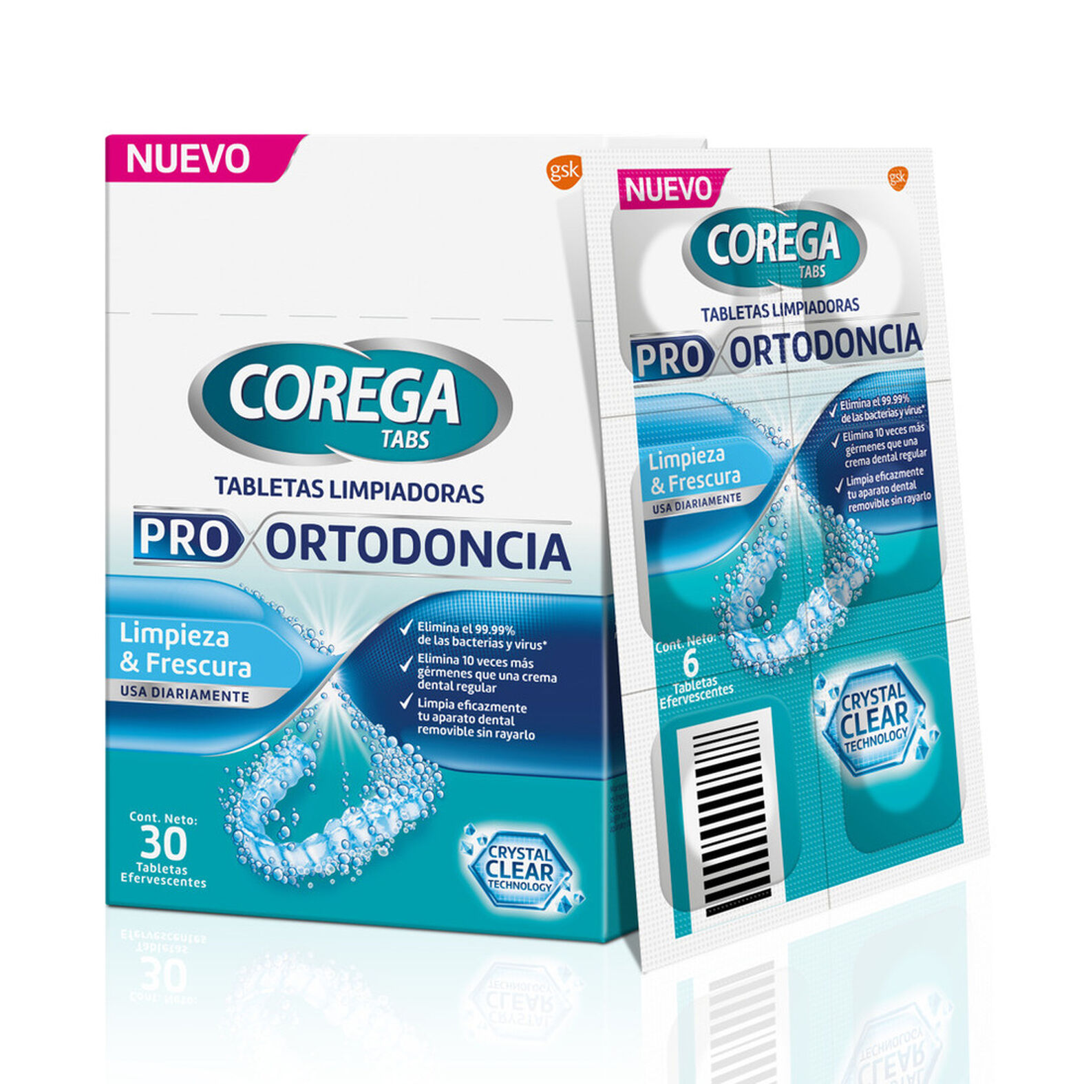 232165 Tabletas Limpiadoras Efervescentes Ortodoncia x30 | Corega - Imagen 1