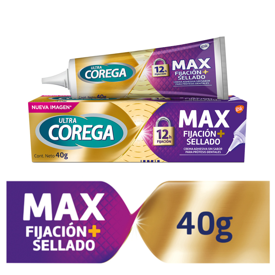 543632 Crema Adhesiva Prótesis Dentales Max Fijación y Sellado Sin Sabor 40 gr | Corega - Imagen 1