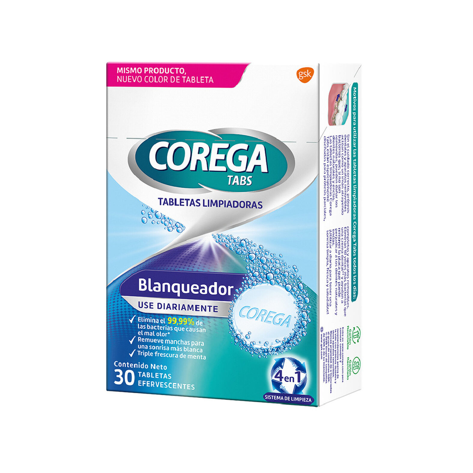 827633 Tabletas Limpiadoras Efervescentes Blanqueador Protesis Dentales x30 | Corega - Imagen 1